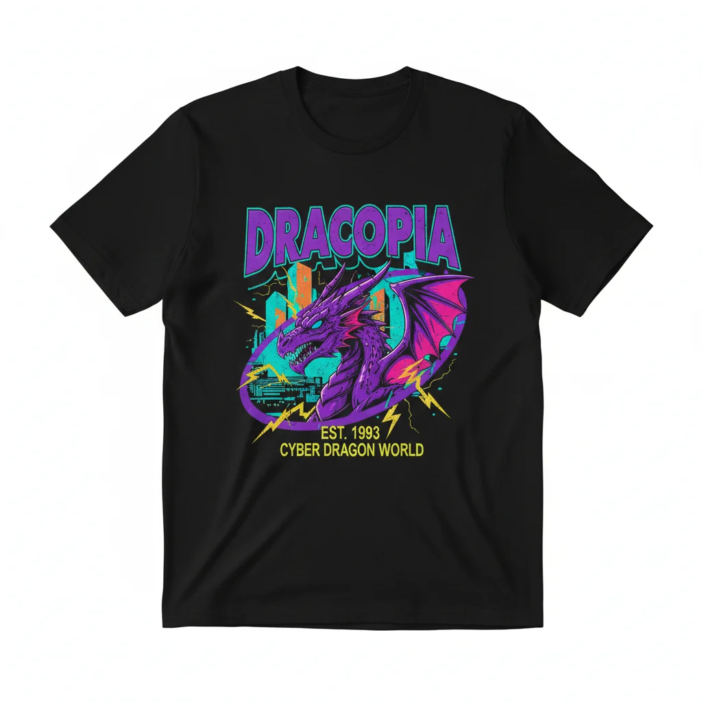 Dracopia's '90s Dreamscape Tee: Essential Comfort, Artistic Soul