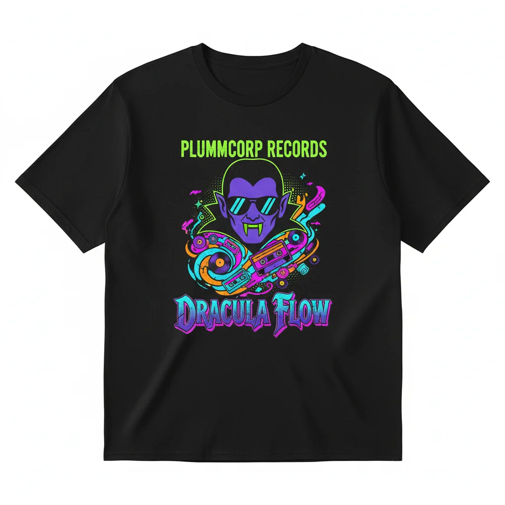 Dracula Flow Plummcorp Records T-Shirt - Unique Music Apparel