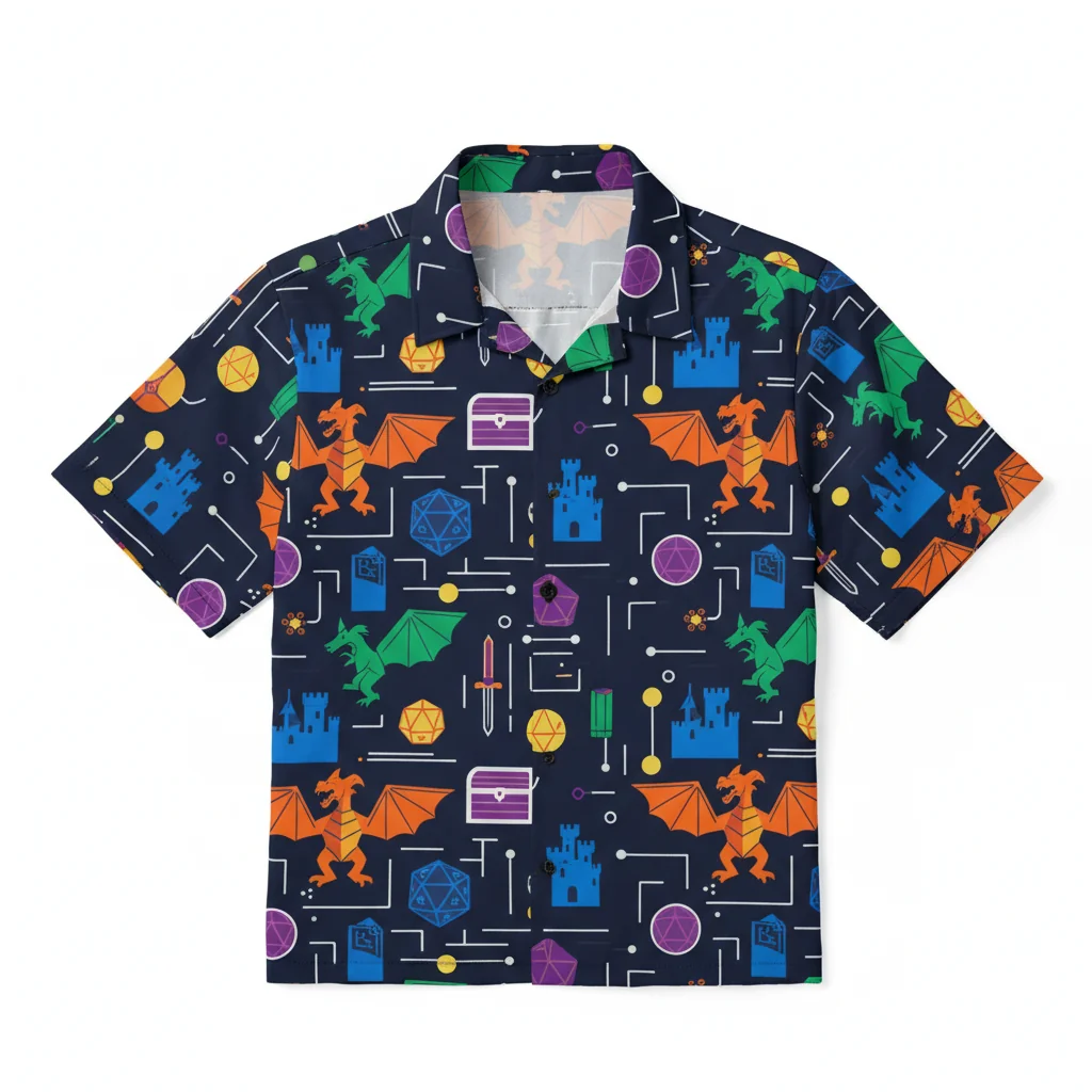 Dragon Adventure DnD Unisex Button-Up Shirt - Size S