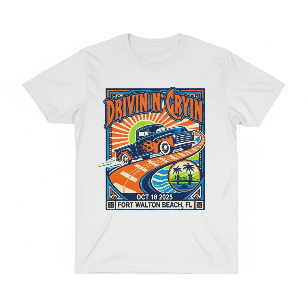 Drivin N Cryin Fort Walton Beach FL Concert Poster T-Shirt - Oct 18, 2025