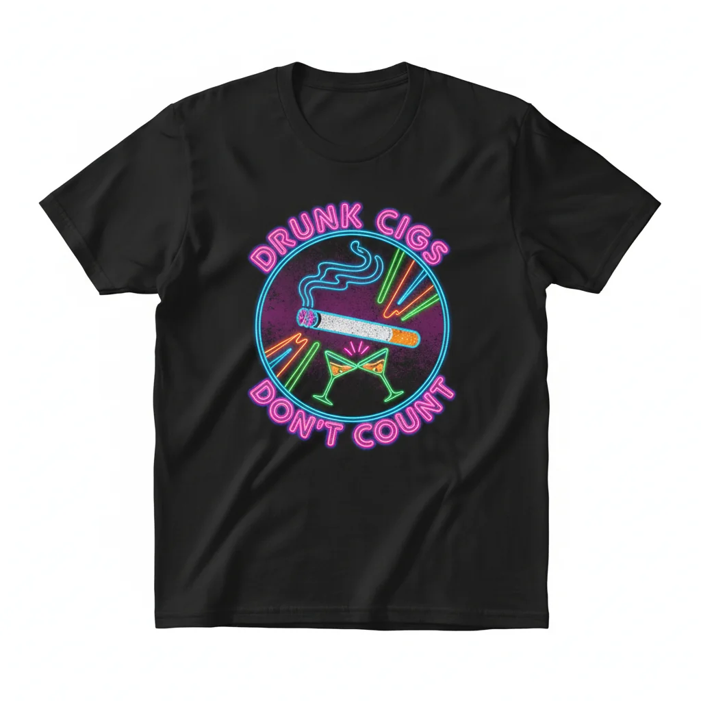 Drunk Cigs Don't Count Funny Graphic T-Shirt
