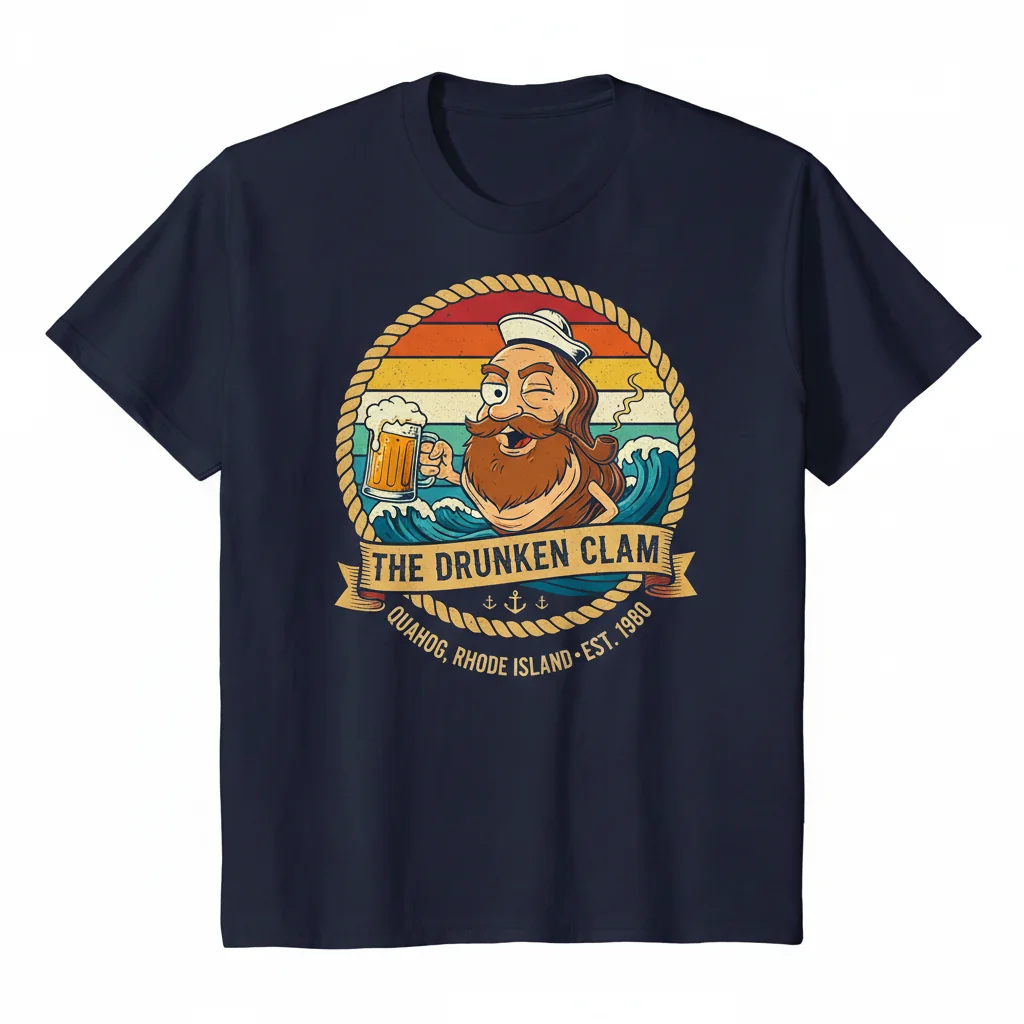 Drunken Clam Bar Quahog RI Vintage Essential T-Shirt – Classic Rhode Island Style