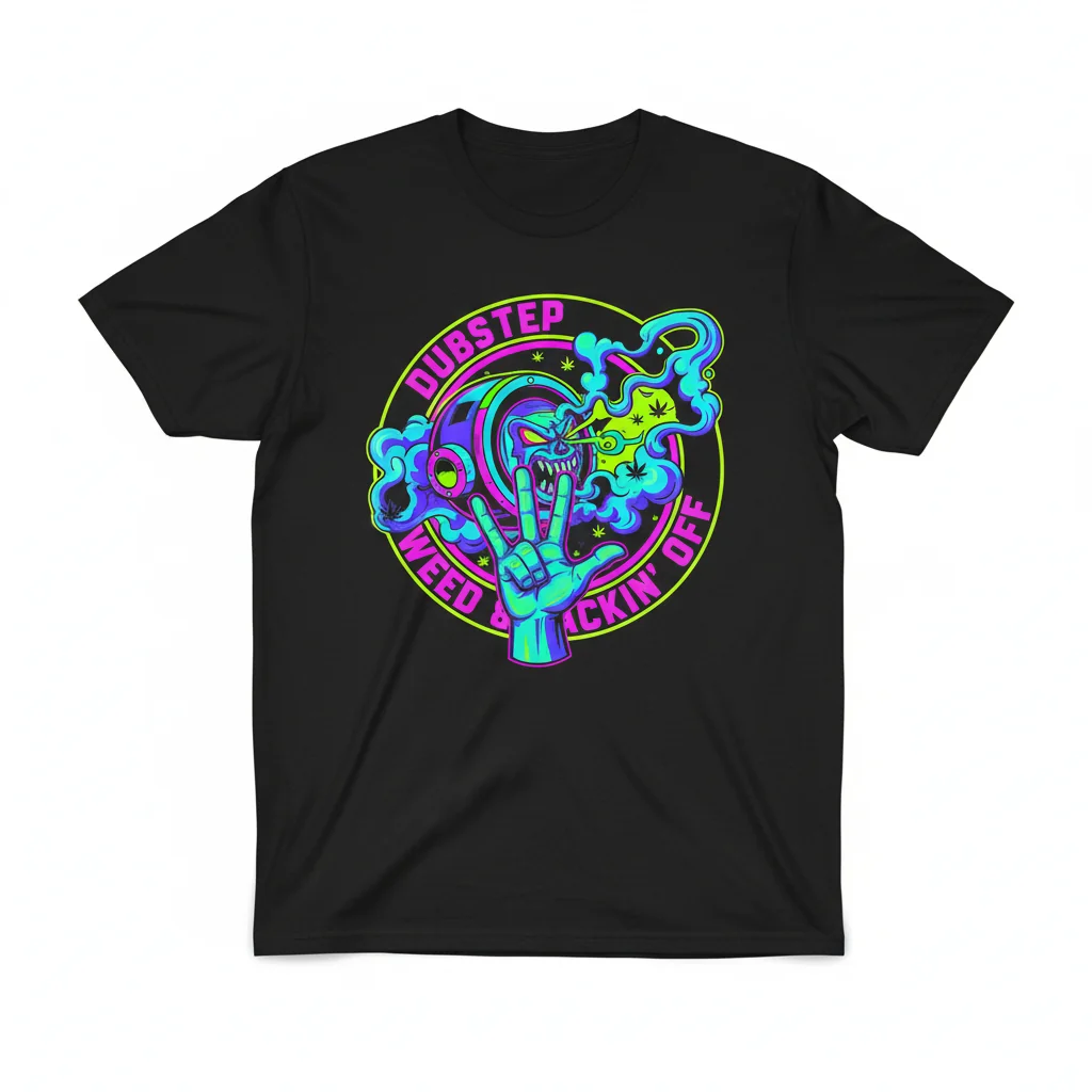 Dubstep Weed & Jacking Off Graphic Tee - Softstyle Cotton T-Shirt