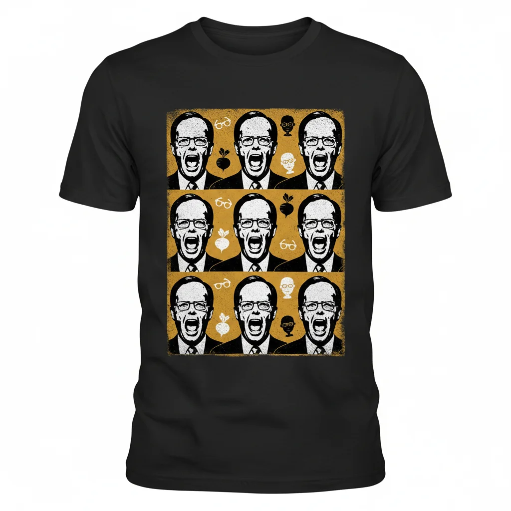 Dwight Schrute The Office Repeat Pattern Mustard Yellow Yelling Graphic T-Shirt – Ultra-Durable & Fade-Resistant