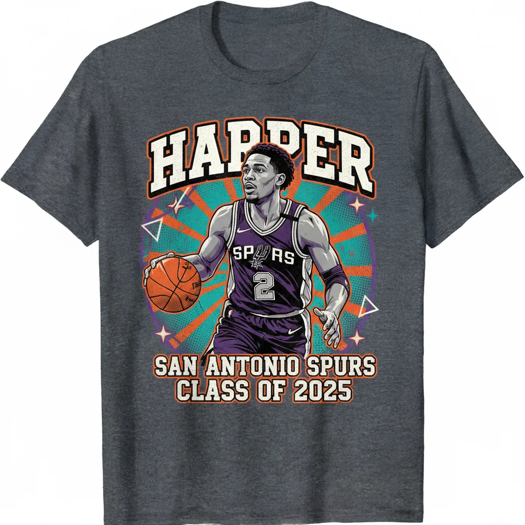 Dylan Harper San Antonio Spurs 2025 Vintage Shirt | Durable, Pre-Shrunk & Ultra-Comfortable