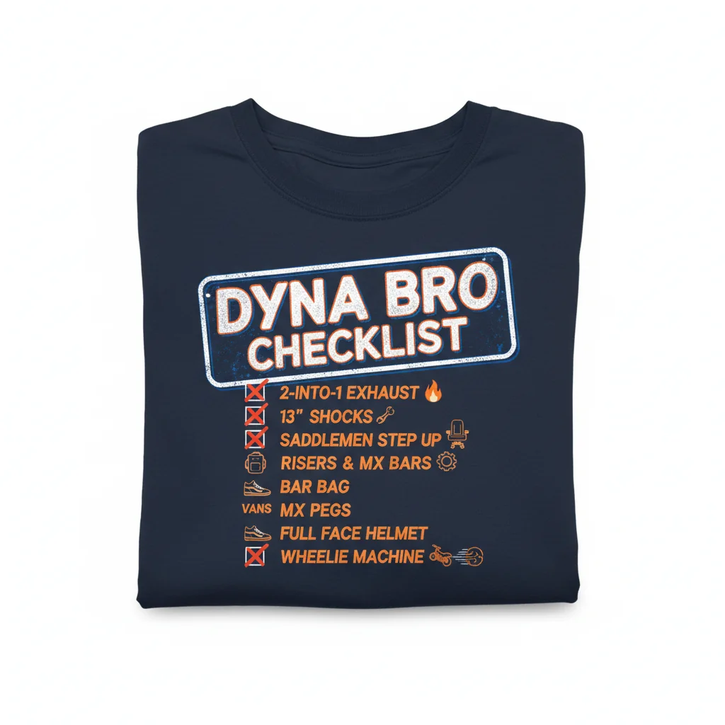 Dyna Bro Checklist T-Shirt – Essential Comfort & Style for Motorcycle Enthusiasts