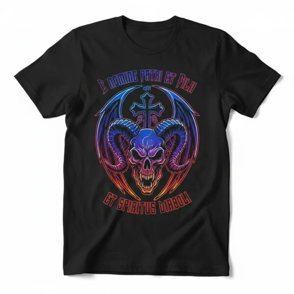 Demonic Metal 'E nomine patri et filii et spiritus diaboli' Essential T-Shirt - Satanic Latin Phrase Tee