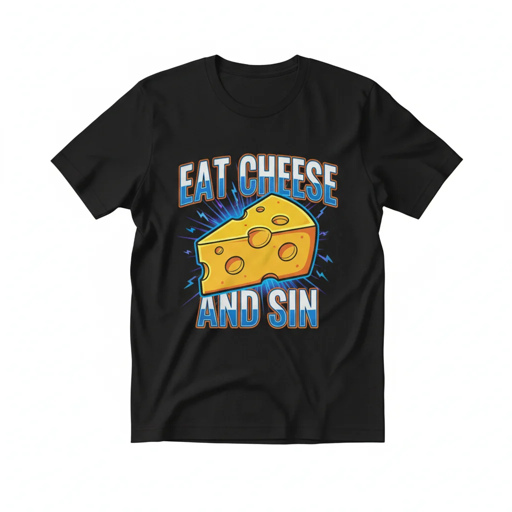 Eat Cheese And Sin Swiss Cheese Metal Font Funny Meme Essential T-Shirt