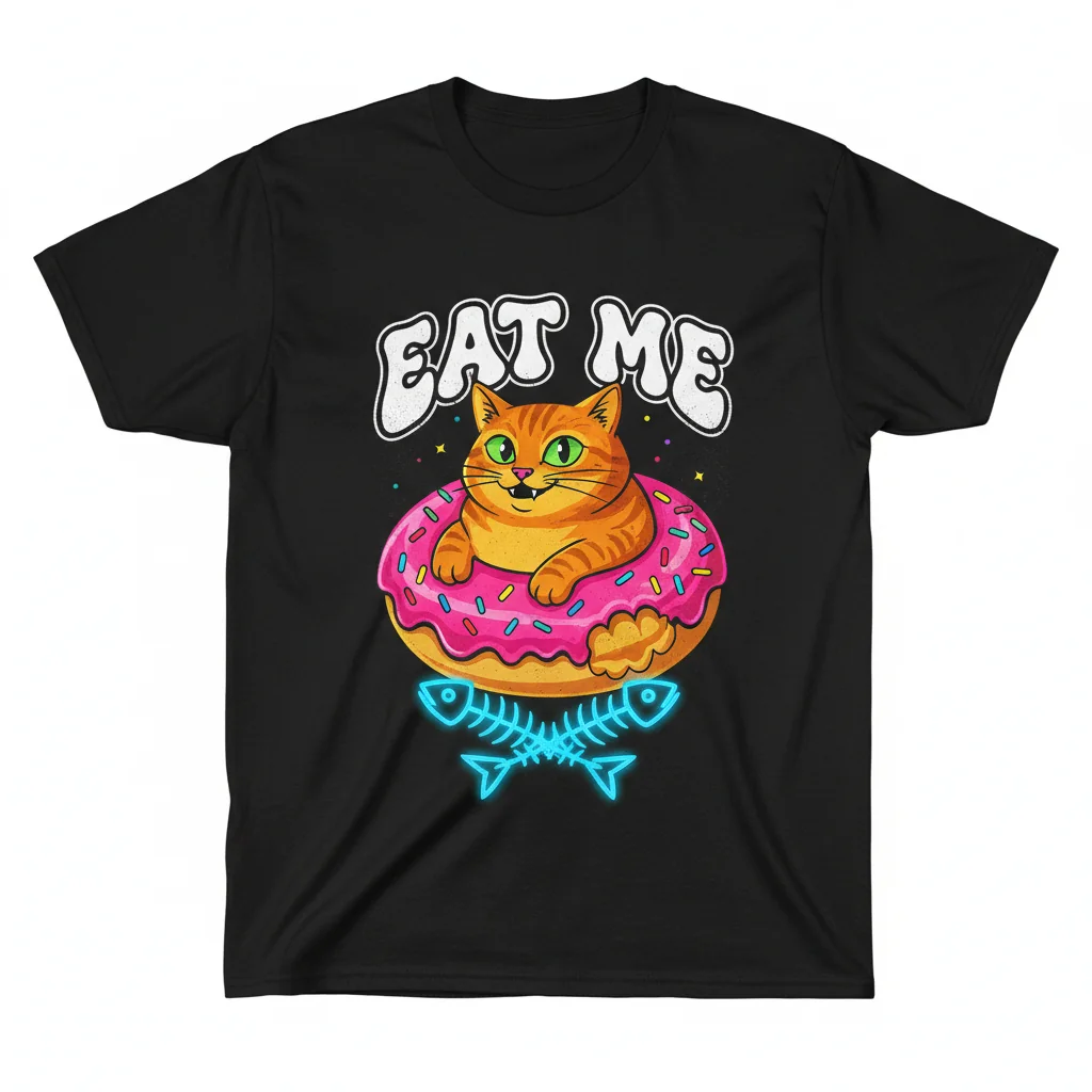 Cat "Eat Me" Graphic T-Shirt - Essential Cotton Tee for Pet Lovers