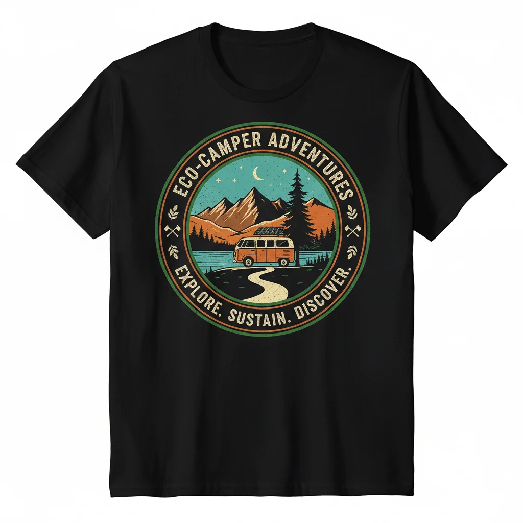 Eco-Camper Adventure Stamp Essential T-Shirt - Unisex Soft Cotton Tee