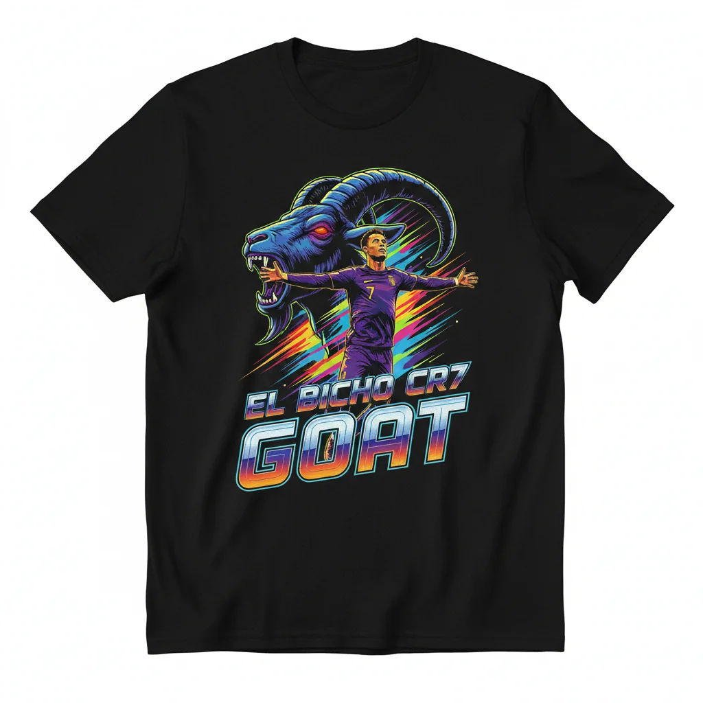 El Bicho CR7 Cristiano Ronaldo GOAT Fan Essential T-Shirt – Durable, Vibrant & Perfect Fit