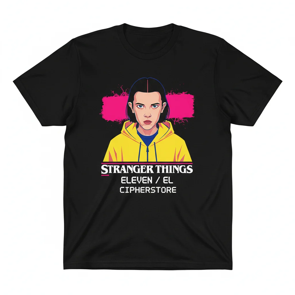 Eleven Yellow Jacket Pink Stranger Things Essential T-Shirt - Fan Art Netflix El Quote Tee