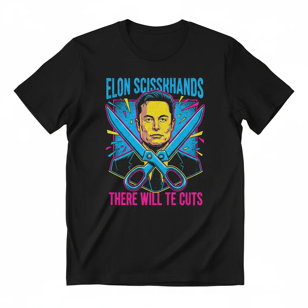 Elon Musk Scissorhands There Will Be Cuts T-Shirt - Humorous Tech Tee