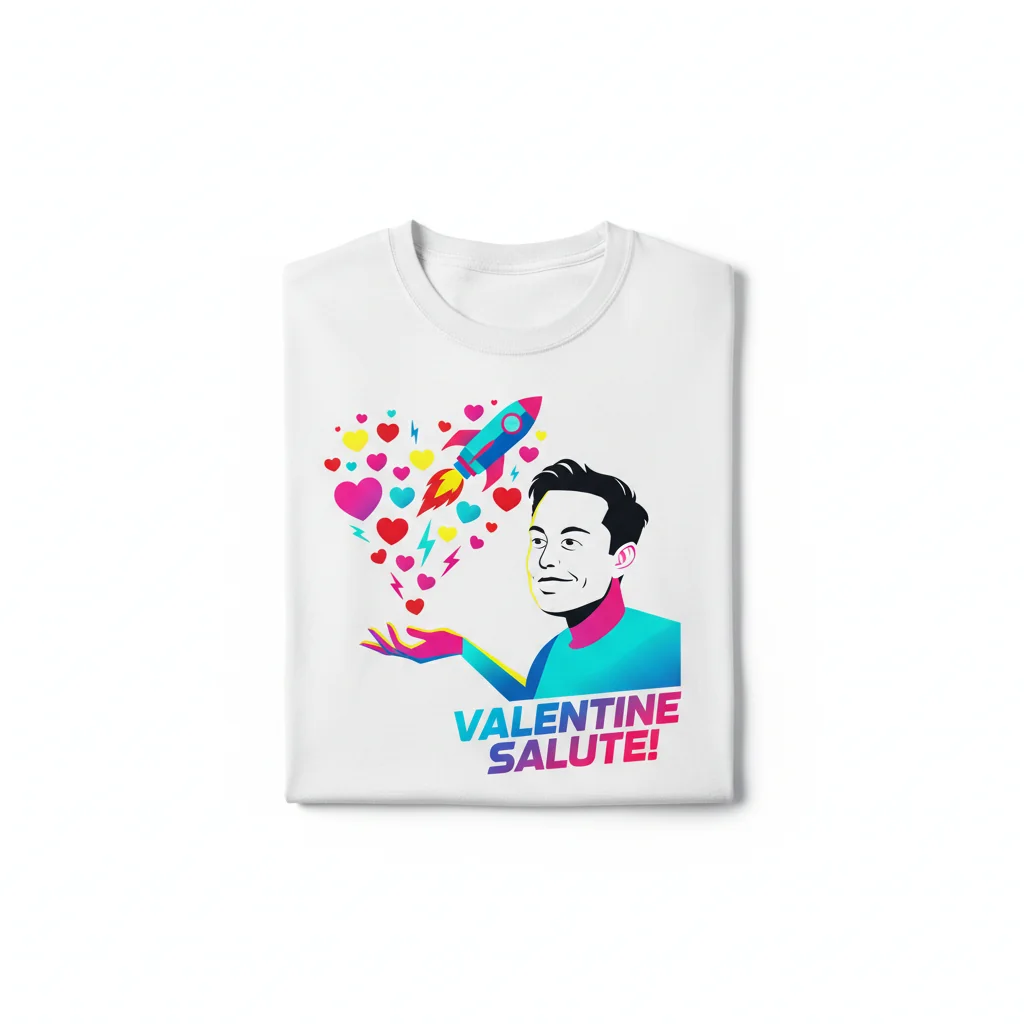 Elon Musk Valentine Salute T-Shirt | Funny Tech Meme Graphic Tee | Unisex Cotton Shirt