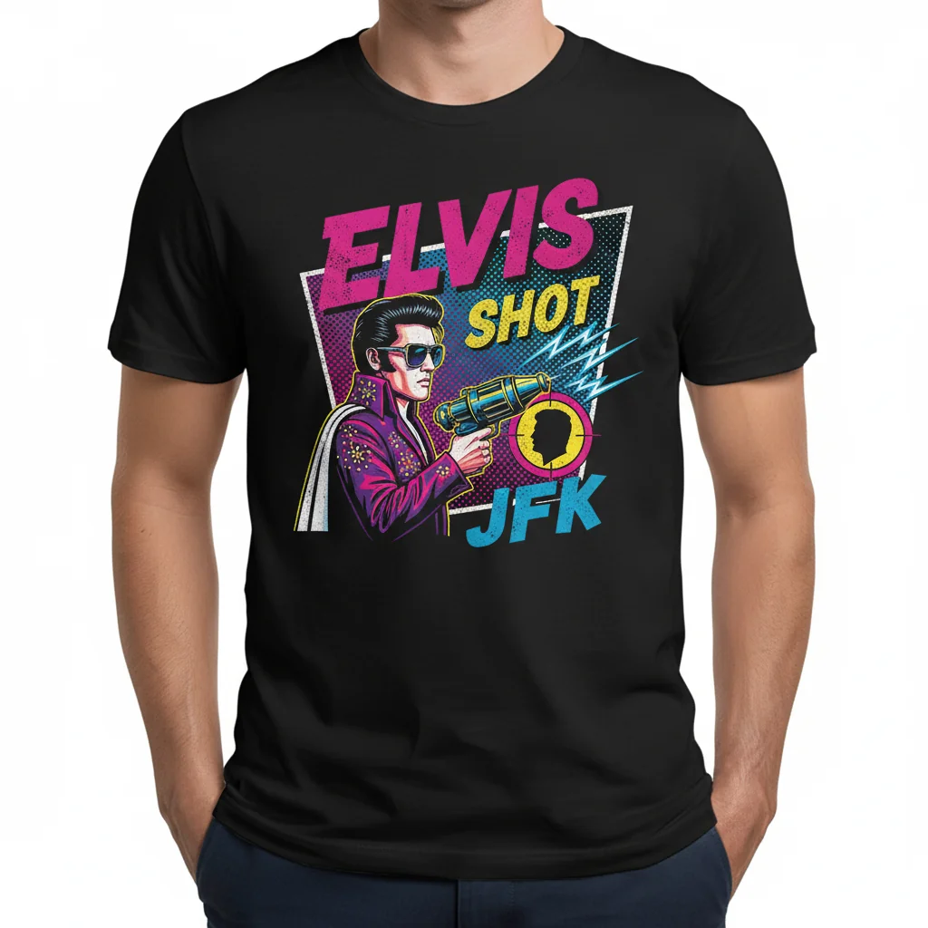 Elvis Shot JFK Conspiracy Theory T-Shirt - Premium Cotton Tee