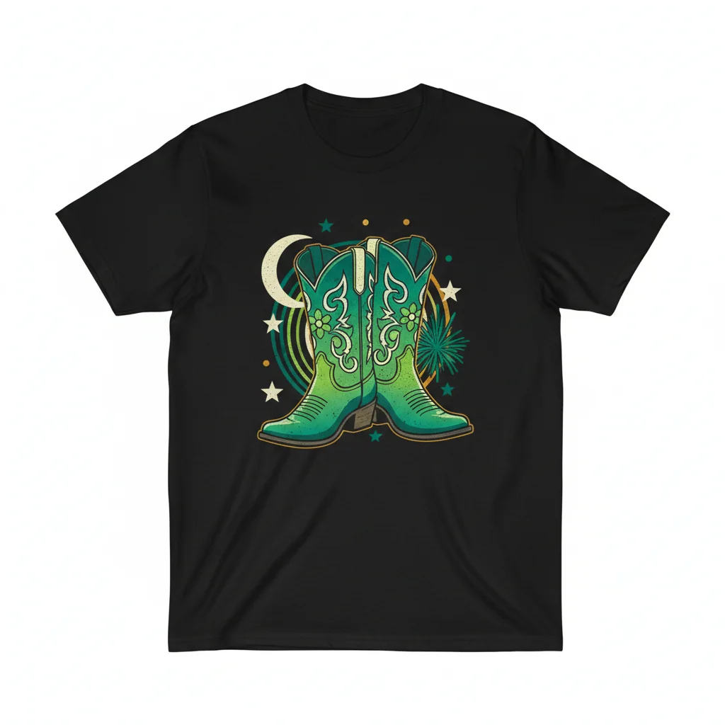 Emerald Green Cowboy Boots Western Wear: Ride into Style Essential Tee