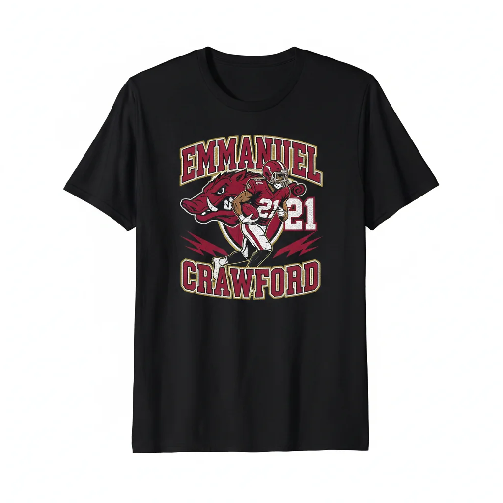 Emmanuel Crawford Arkansas Razorbacks Football Graphic Shirt