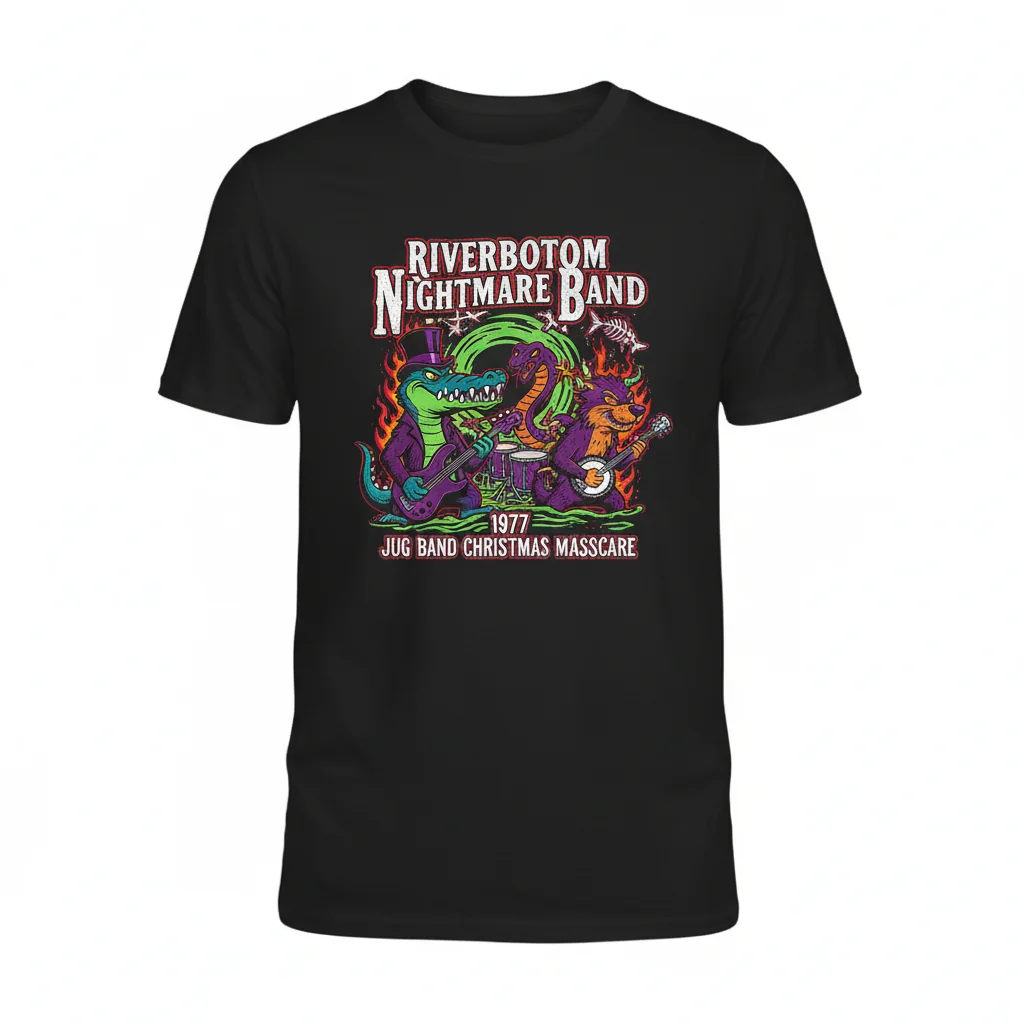 Emmet Otter's Jug-Band Christmas Riverbottom Nightmare Band T-Shirt - Premium Cotton Tee