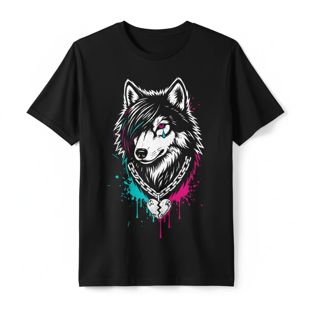 Emo Wolf Graphic Tee | Essential Ring-Spun Cotton T-Shirt for Men & Women