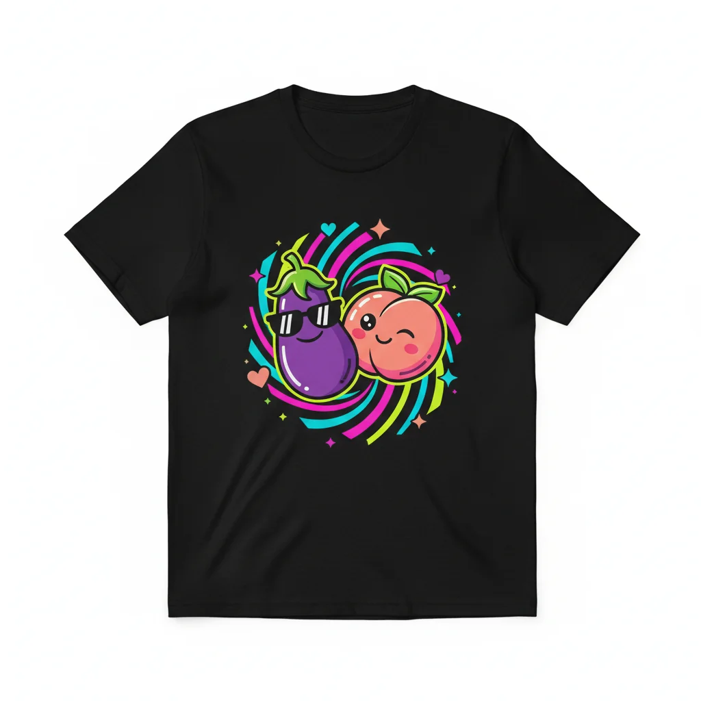Eggplant & Peach Emoji Essential T-Shirt - Soft Cotton Unisex Tee