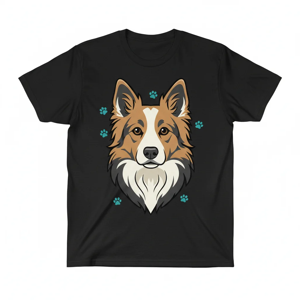 Durable English Shepherd Sable & White T-Shirt | Fade-Resistant Dog Art Tee