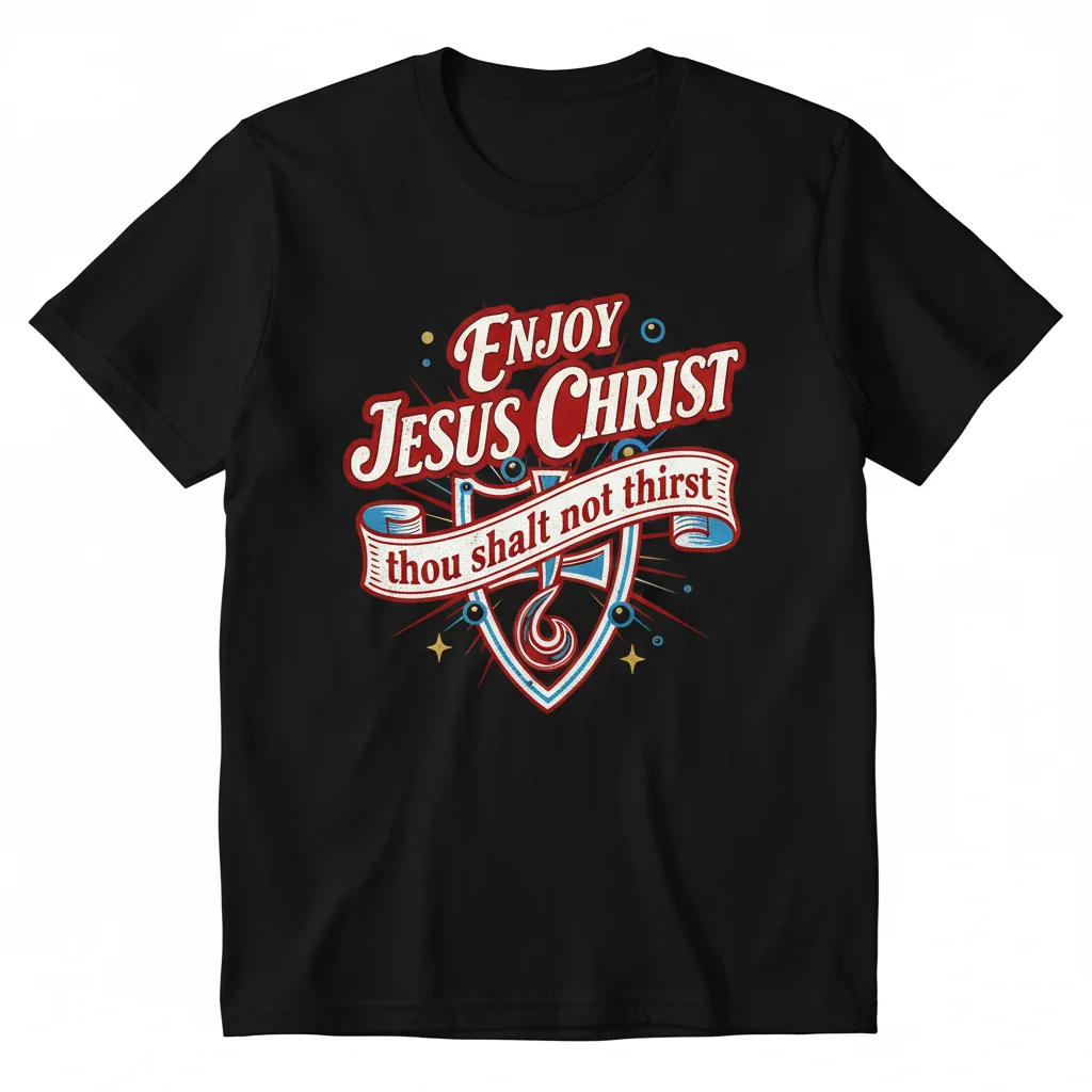 Enjoy Jesus Christ Thou Shalt Not Thirst Coca-Cola Parody T-Shirt