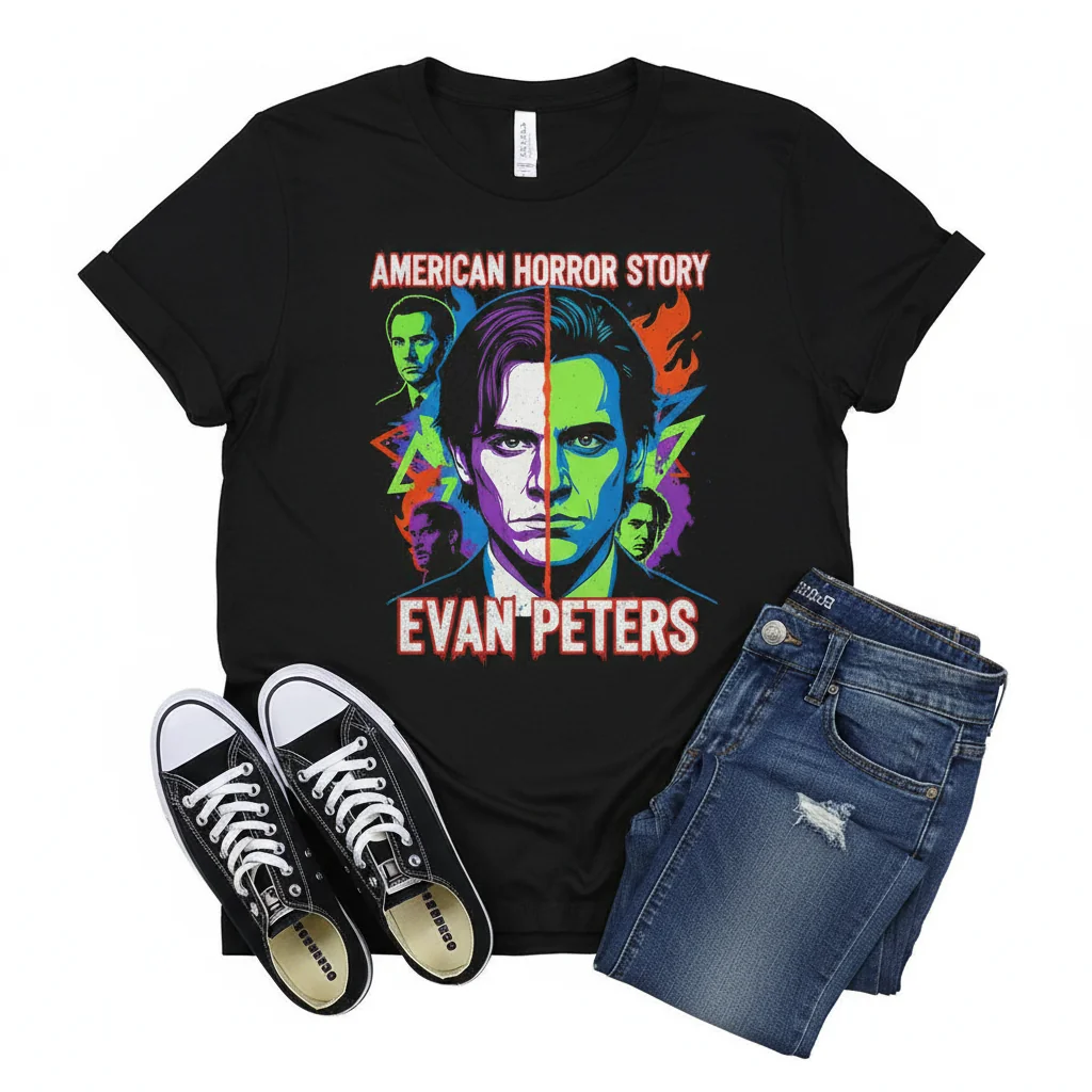 Evan Peters' Legacy: AHS-Inspired Men's Heavyweight T-Shirt
