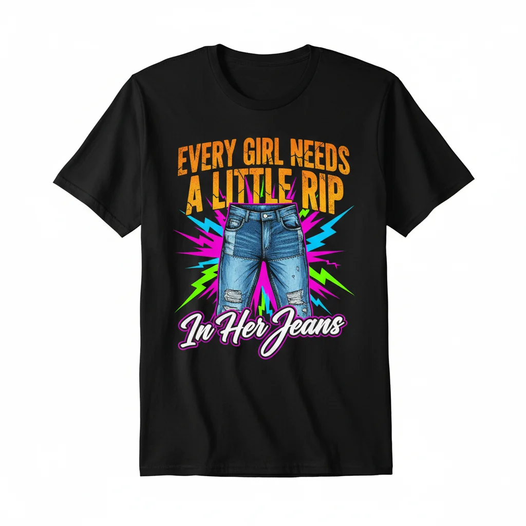 Women's "Every Girl Needs A Little Rip In Her Jeans" Essential T-Shirt - Soft Ring-Spun Cotton Tee