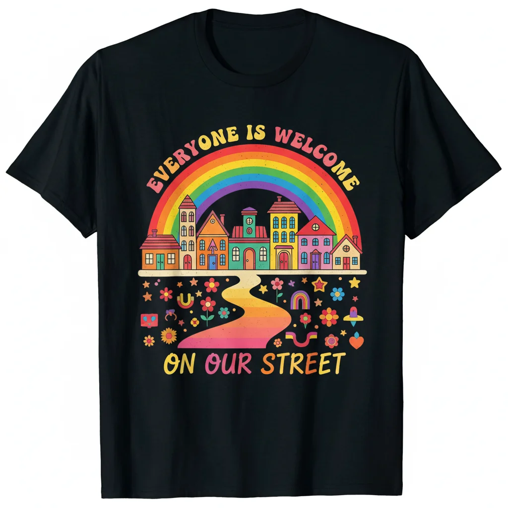 Everyone Is Welcome On Our Street - Premium LGBT Pride Tee