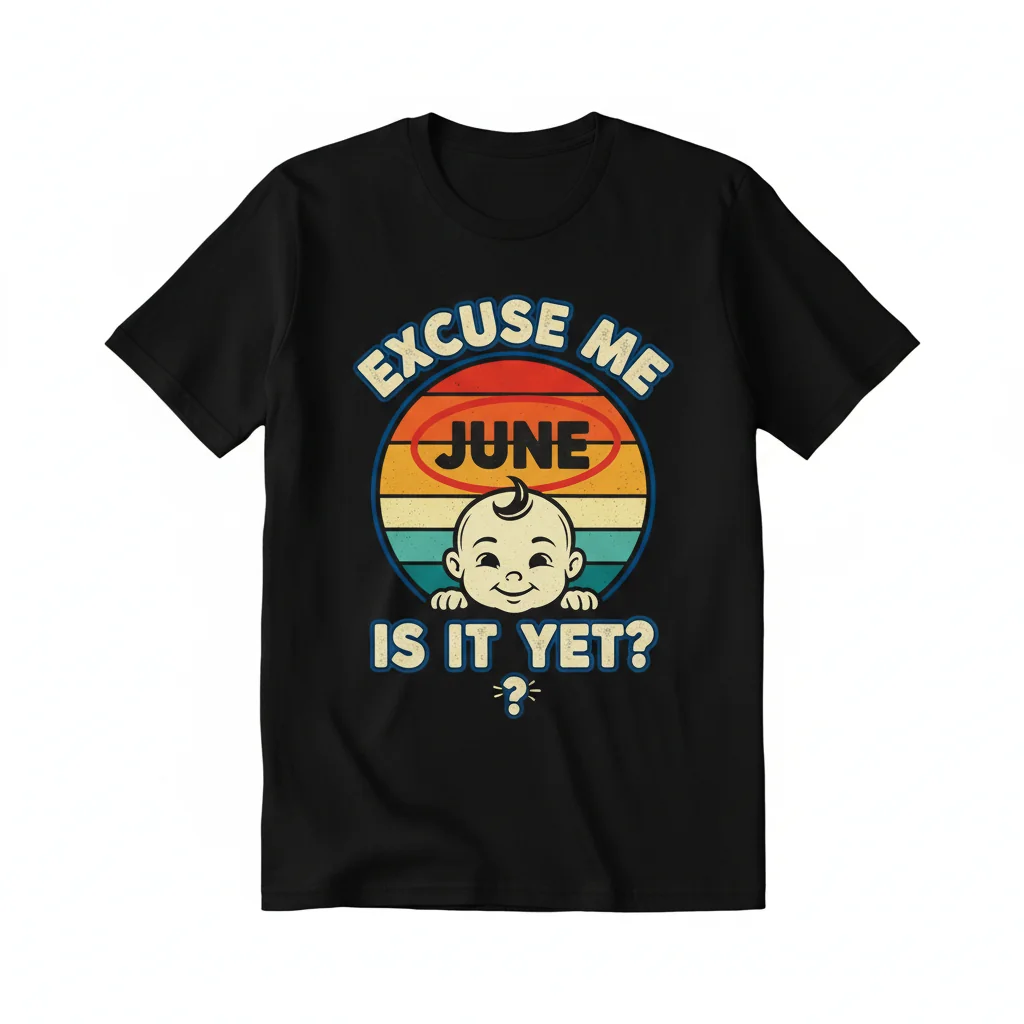 Durable & Vibrant "Excuse Me Is It June Yet Baby Boy" Unisex T-Shirt – Pre-Shrunk Comfort