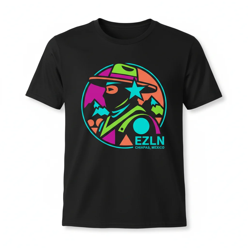 EZLN Zapatista T-Shirt | Chiapas Mexico Solidarity Graphic Tee - Black
