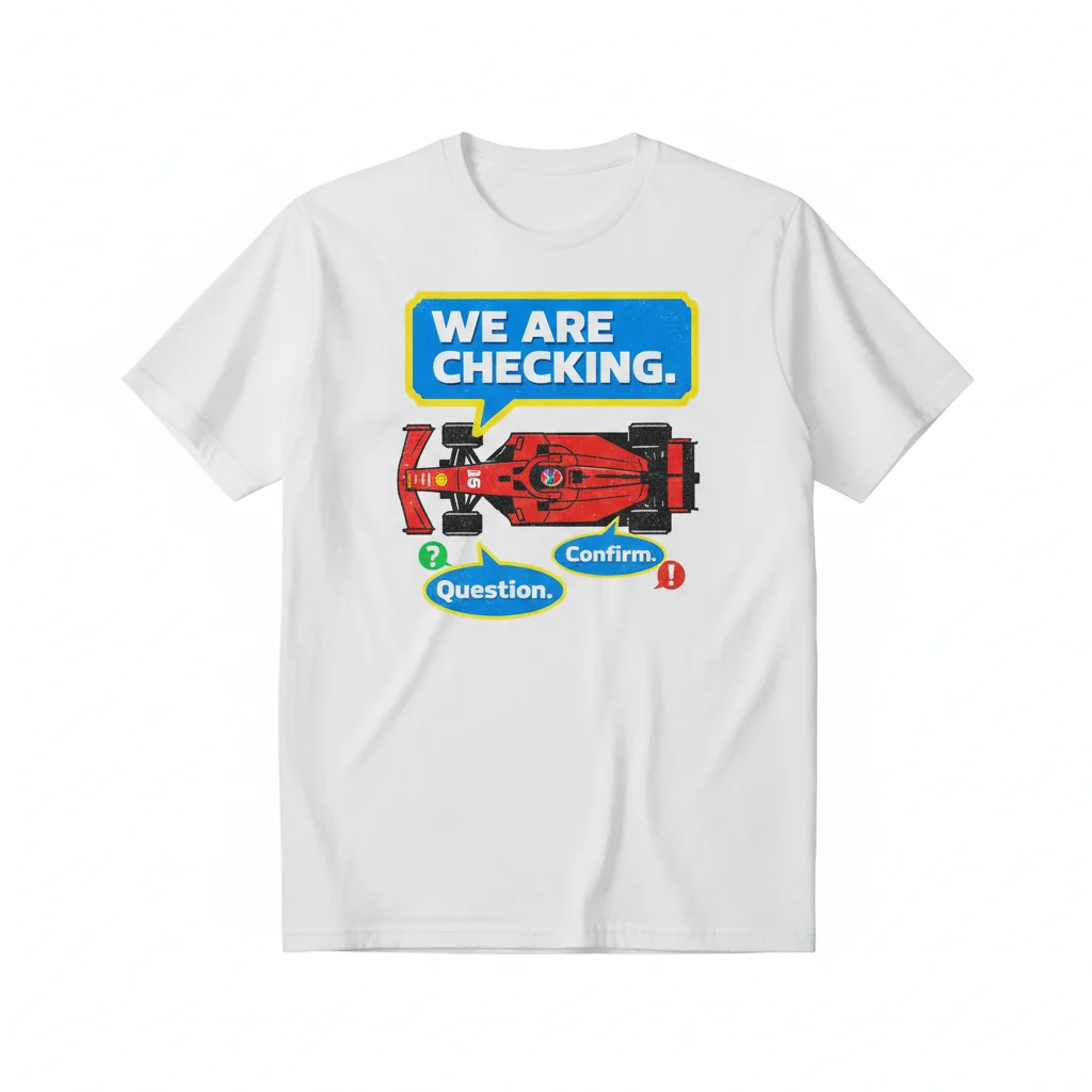 F1 Ferrari 'We Are Checking' Meme Essential T-Shirt - Premium Cotton Tee
