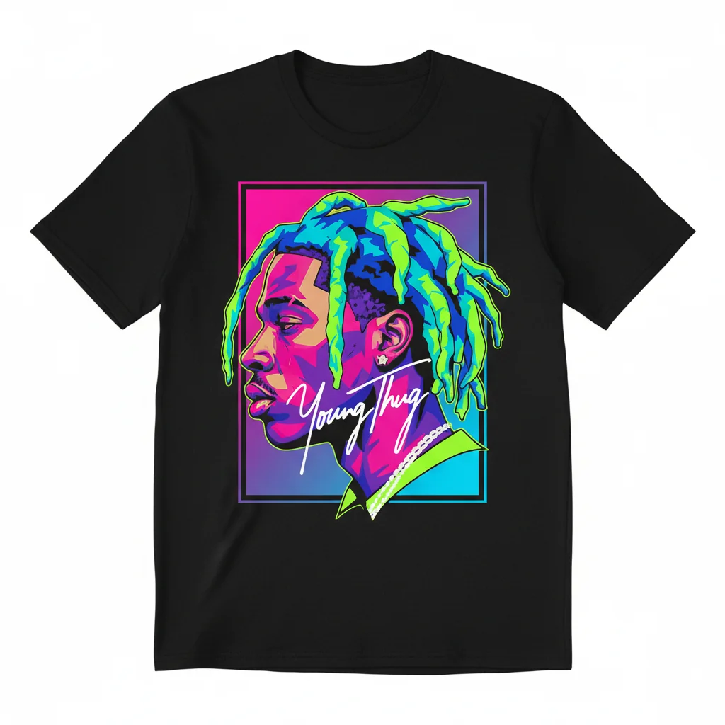 Young Thug Signature Face T-Shirt | Rapper Graphic Tee | Premium Cotton Hip Hop Apparel