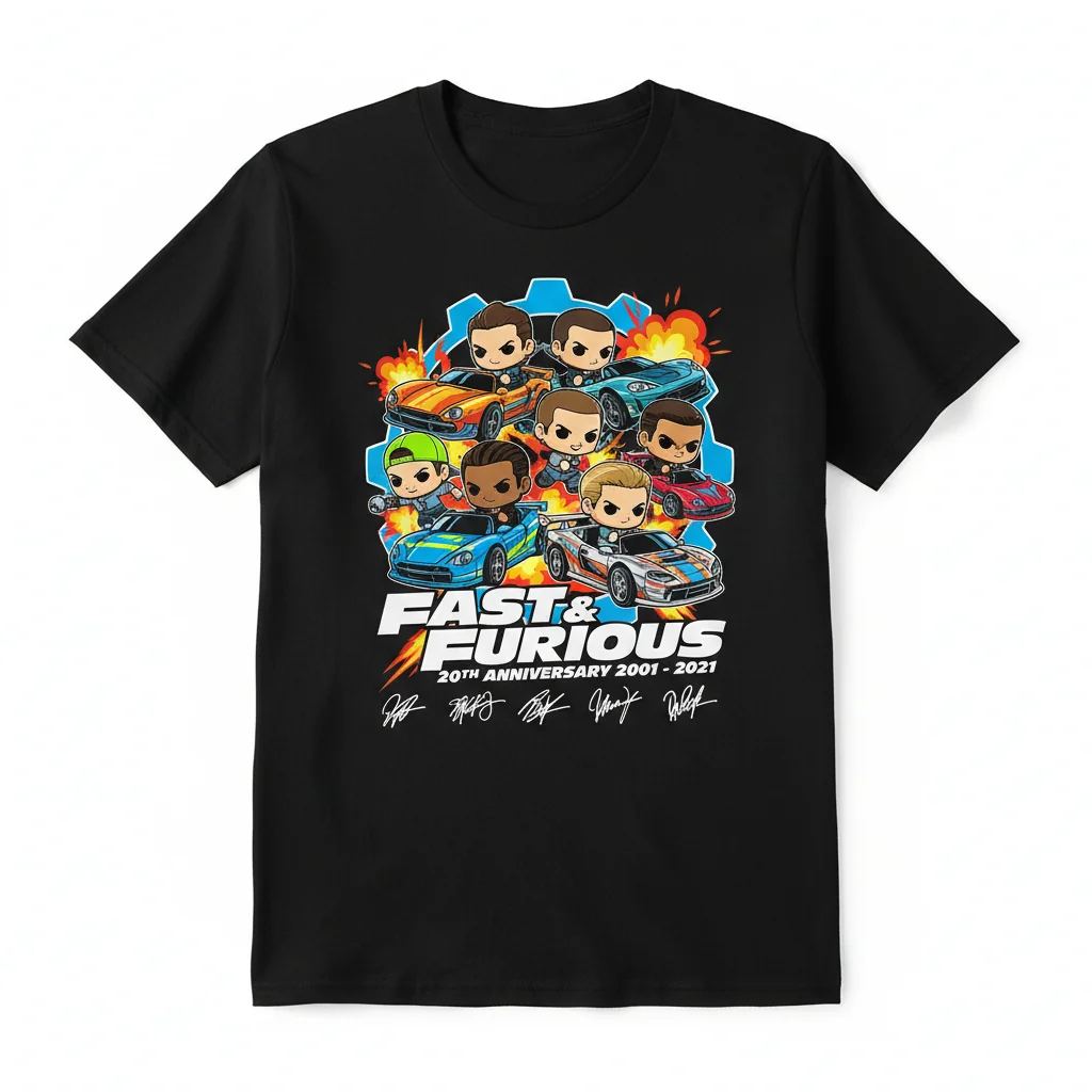 Fast and Furious 20th Anniversary Chibi Signatures T-Shirt (2001-2021)