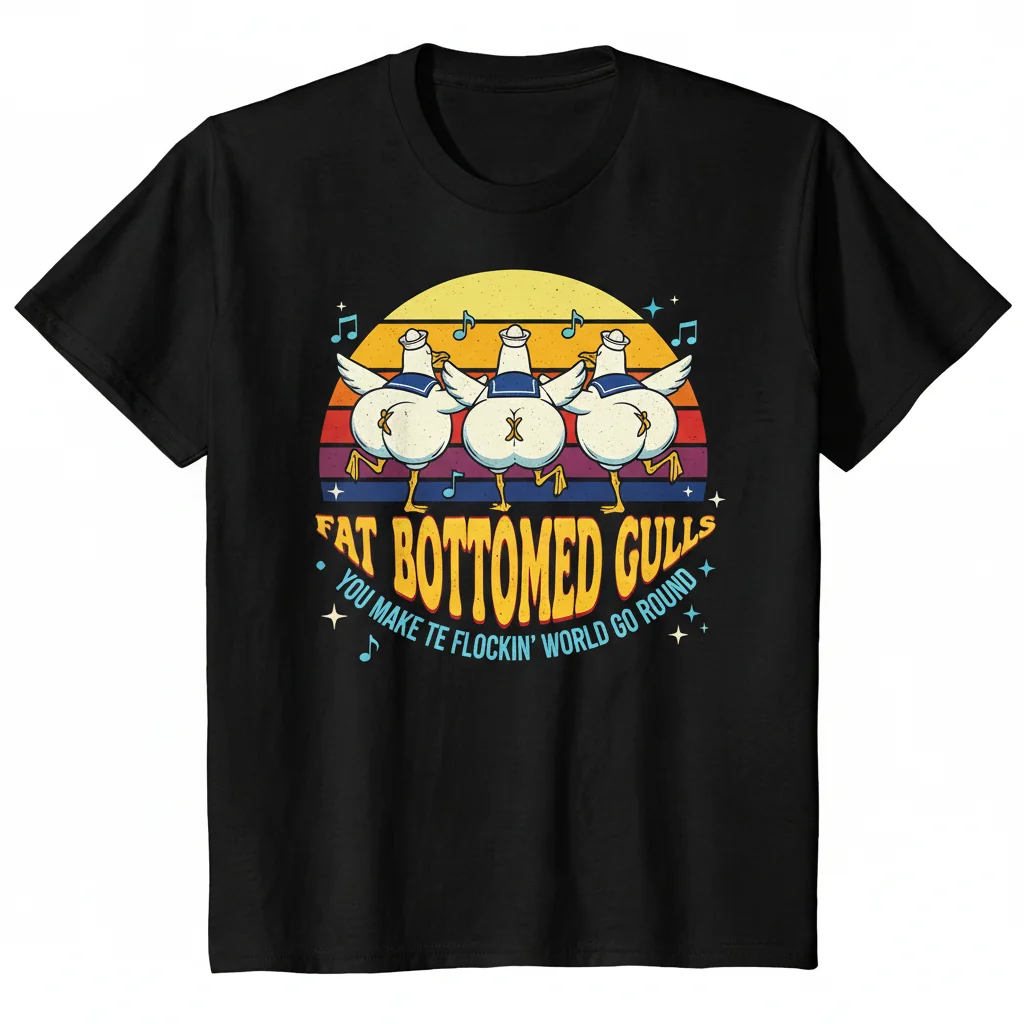 "Flockin' World Go Round" Seagull Art Tee