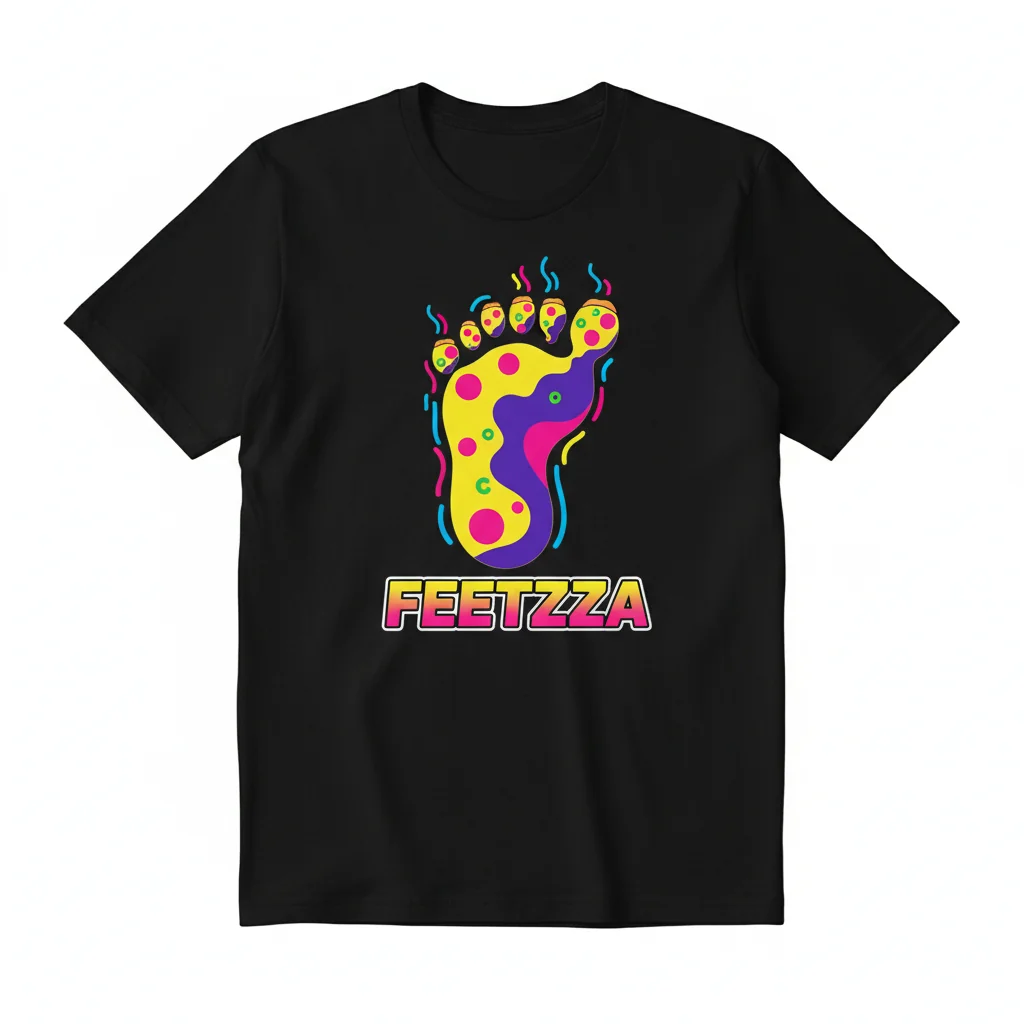 Feetzza Essential T-Shirt | Funny Pizza Feet Graphic Tee | Unisex Soft Cotton Novelty Shirt