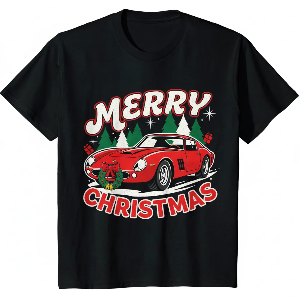 Ferrari Christmas Dream: Red Car Art Tee