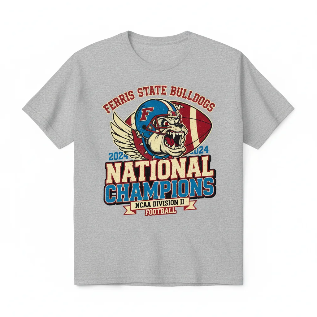 Ferris State Bulldogs NCAA DII National Champions 2024 Commemorative T-Shirt – Fade-Resistant & Perfect Fit