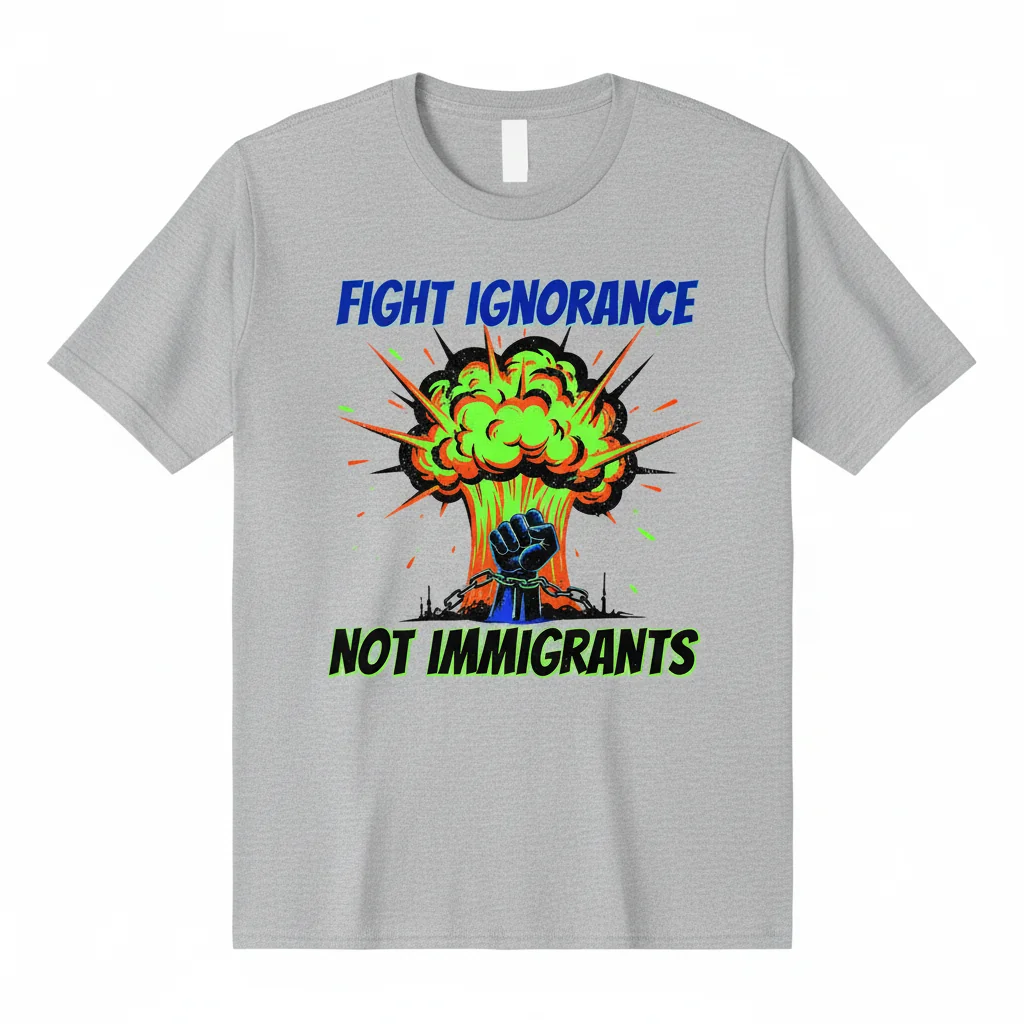 Camiseta 'Fight Ignorance Not Immigrants' – Durabilidad y Mensaje Claro
