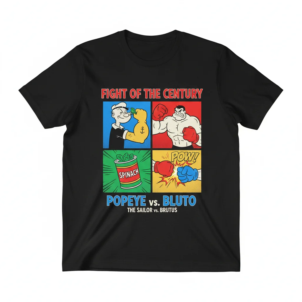 Popeye vs Bluto 'Fight of the Century' Essential T-Shirt - Premium Cotton Graphic Tee