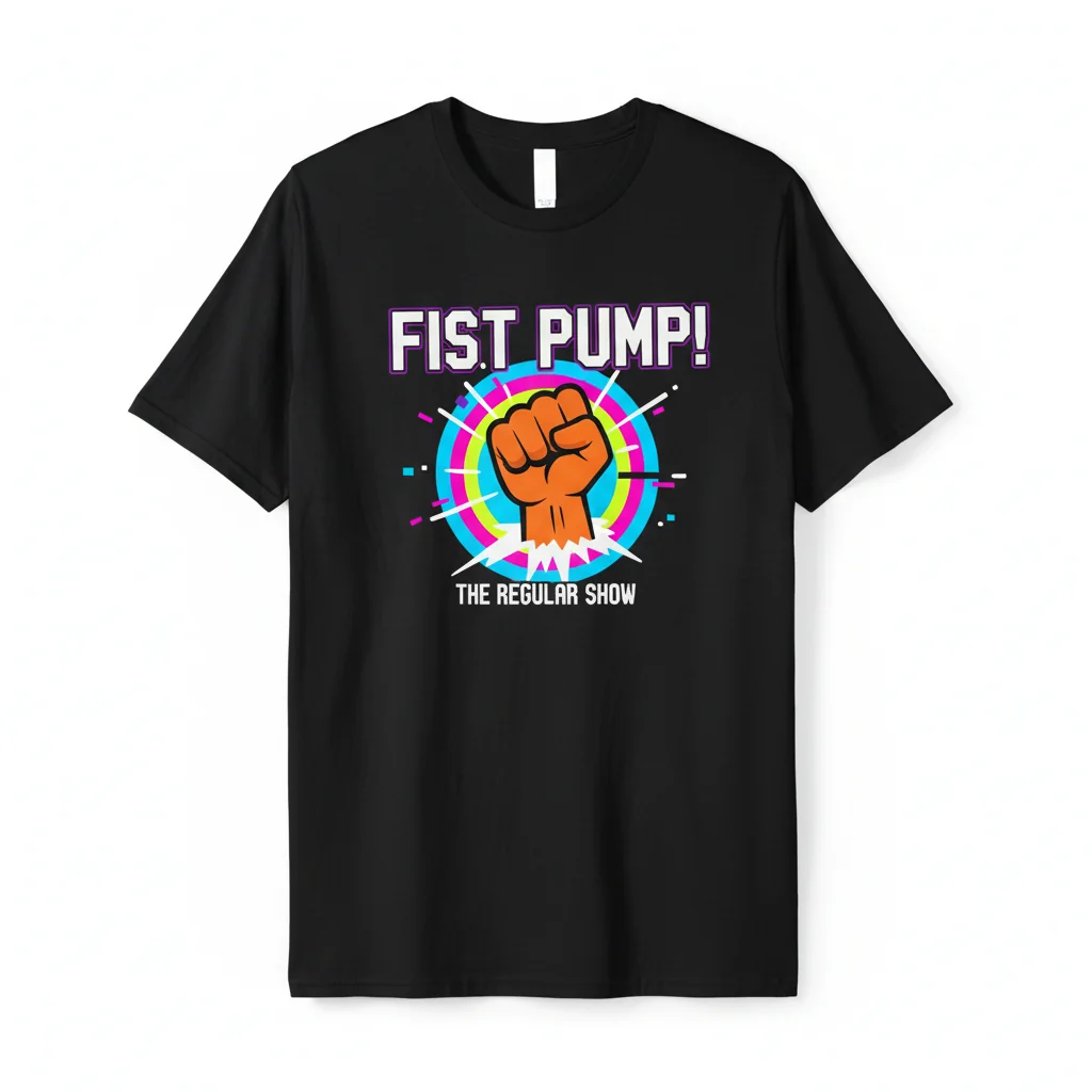 The Regular Show "Fist Pump" Durable Unisex T-Shirt – Fade-Resistant & Pre-Shrunk
