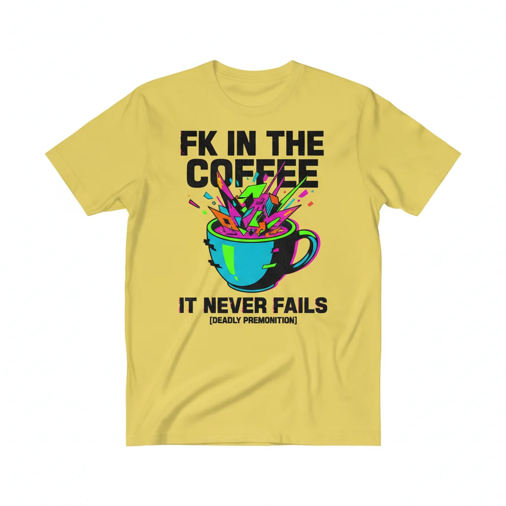 Deadly Premonition 'FK in the Coffee' Essential T-Shirt - Bright Green Twin Peaks Inspired Tee