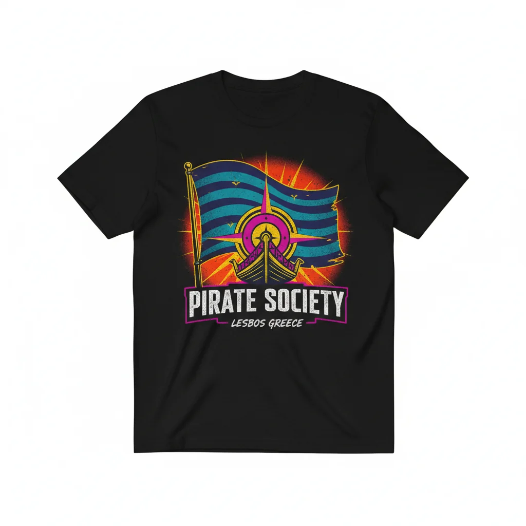 T-shirt Essentiel Société Pirate - Drapeau Lesbos Grèce Durable & Confortable