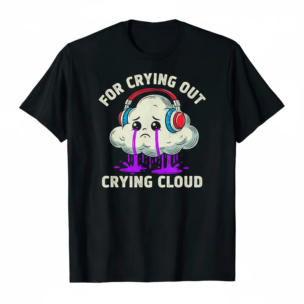 For Crying Out Cloud, Crying Cloud with Headphones Essential T-Shirt - Premium Cotton Tee