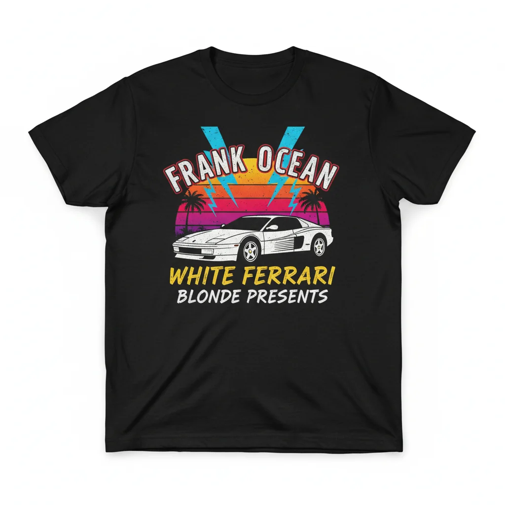 Camiseta Vintage "Frank Ocean White Ferrari Blonde Presents" – Conforto Duradouro e Estilo Inconfundível