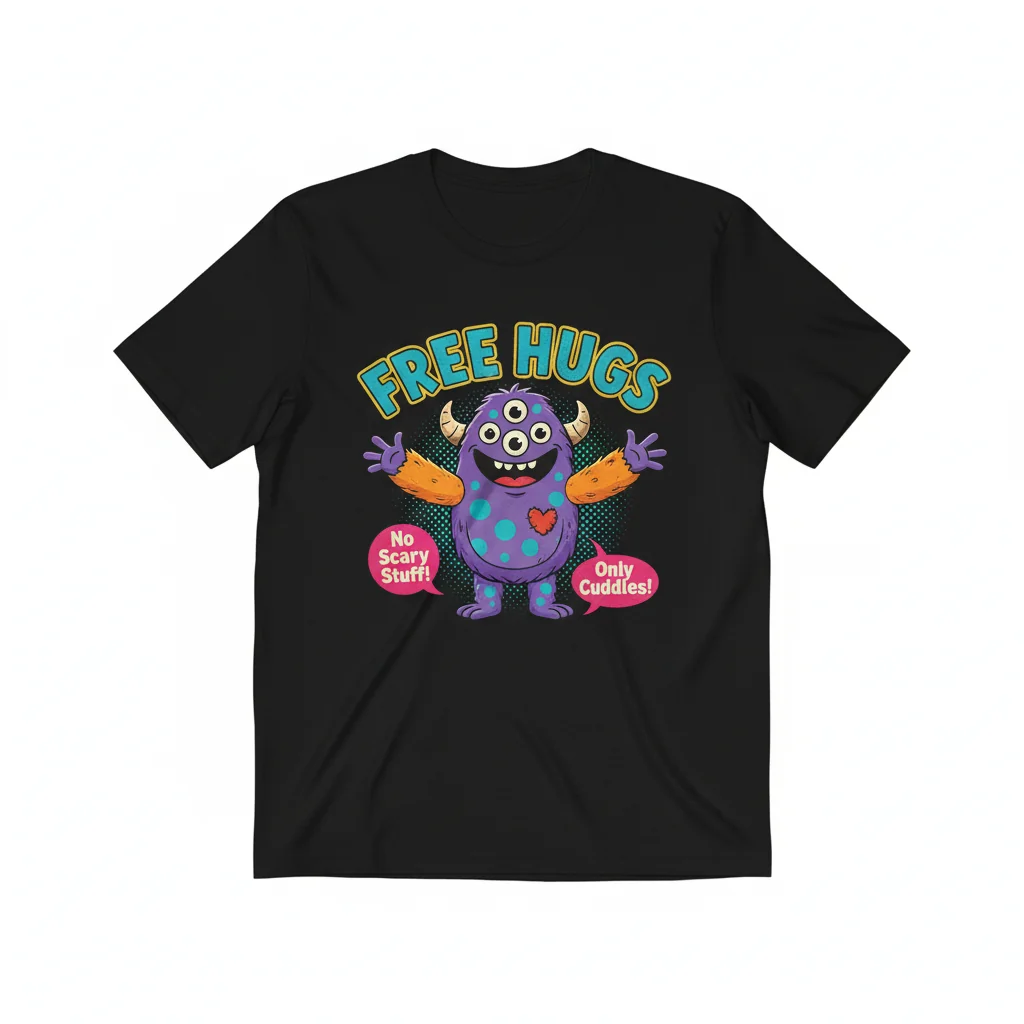 Camiseta Monstruo Abrazos Gratis - Divertida Playera Gráfica Algodón Premium