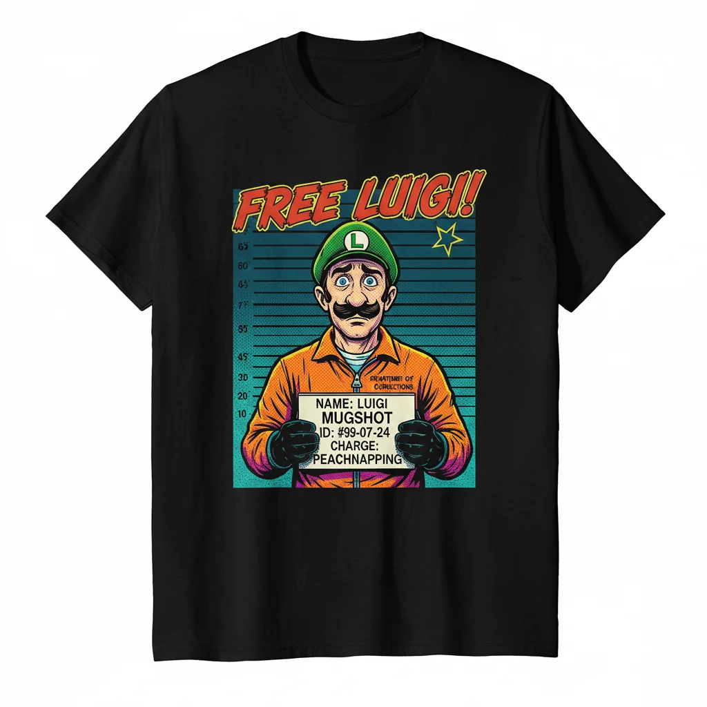 Exclusive "Free Luigi Mugshot" Premium Graphic Tee – Unmatched Durability & Comfort