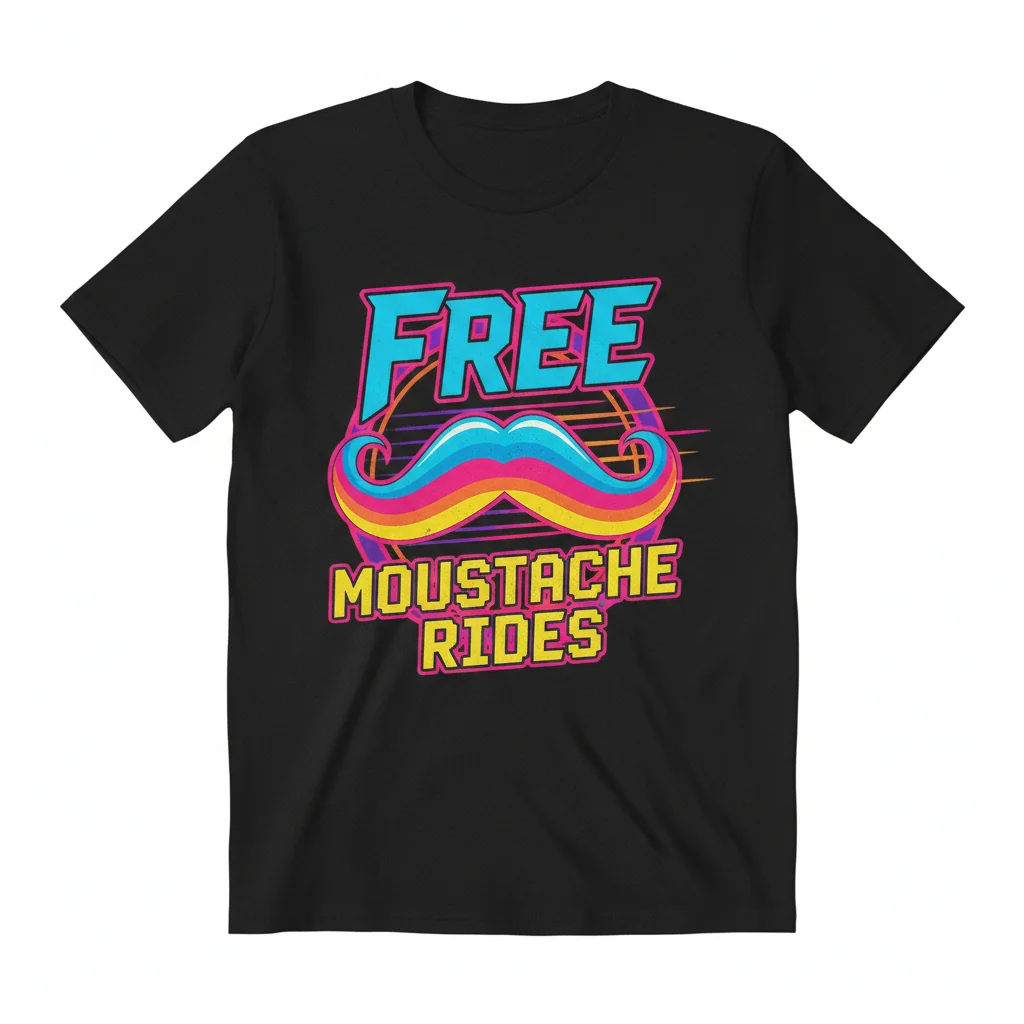 Funny Moustache Rides Graphic Tee - Ultra Soft & Comfy