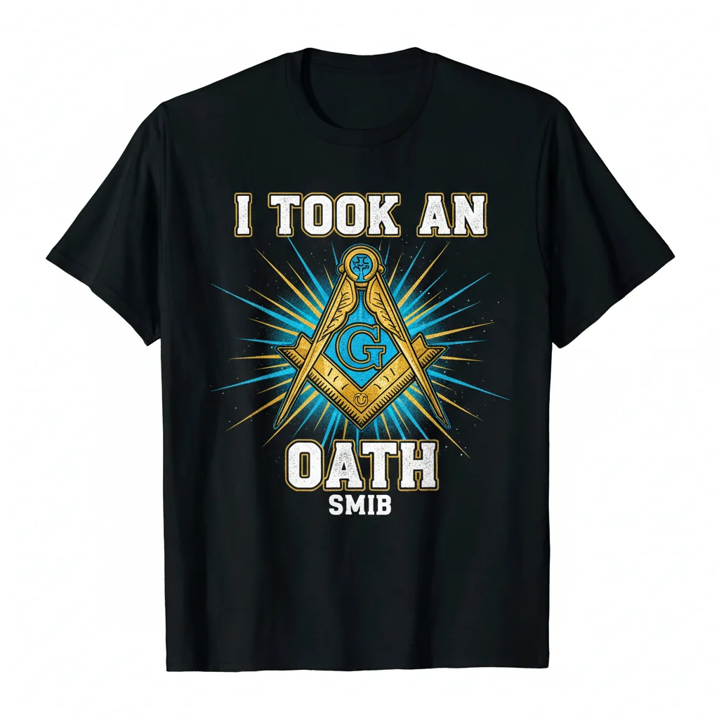 Camiseta Esencial Masónica "I Took an Oath SMIB Square & Compass Gold" de Freemason