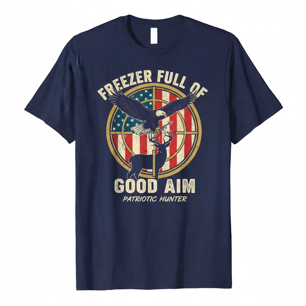 Patriotic Hunter 'Freezer Full Of Good Aim' Men's Essential Hunting T-Shirt